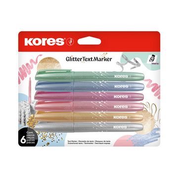 Kores Surligneur "Glitter", en forme de stylo, set de 6