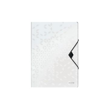 LEITZ Chemise à élastique WOW, A4, PP, blanc métallisé