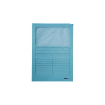 LEITZ Chemise à fenêtre, format A4, carton, bleu clair, x100