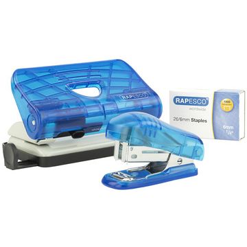 LEITZ Kit agrafeuse et perforateur, bleu transparent