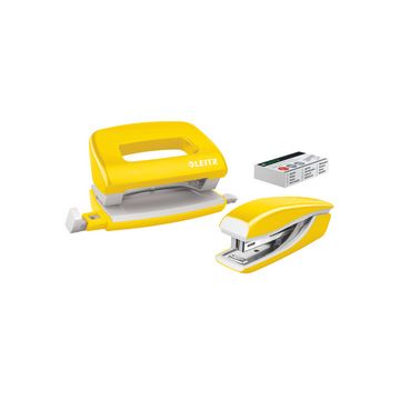 LEITZ Kit mini agrafeuse et perforateur Nexxt WOW, jaune