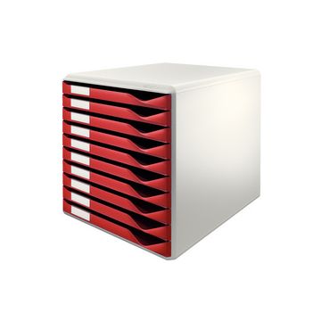 LEITZ Module de classement formulaires,10 tiroirs,gris/rouge