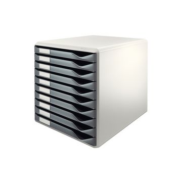 LEITZ Module de classement, 10 tiroirs, gris clair/gris