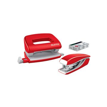 LEITZ kit mini agrafeuse et perforateur Nexxt WOW, rouge