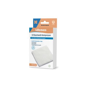 Lifemed Compresse de coton, 95 x 95 mm, blanc