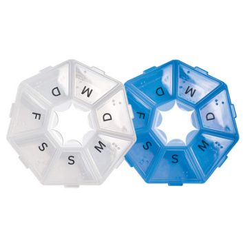 Lifemed Wochen-Pillendose, Kunststoff, transparent / blau
