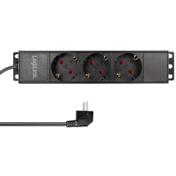 LogiLink 10" Steckdosenleiste, 3-fach, ohne Schalter,schwarz