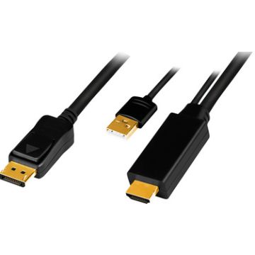 LogiLink Câble HDMI, connecteur HDMI-A + USB-A - DisplayPort