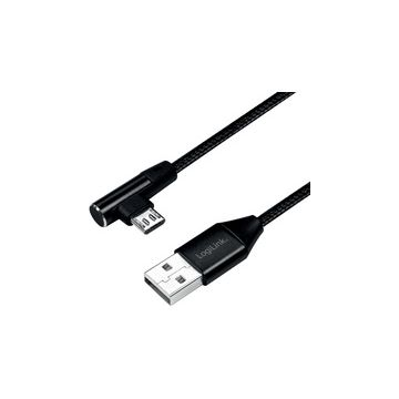 LogiLink Câble USB 2.0, USB-A - Micro USB, 0,3 m, noir