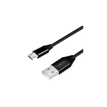 LogiLink Câble USB 2.0, USB-A - Micro USB, 0,3 m, noir