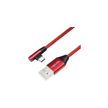 LogiLink Câble USB 2.0, USB-A - USB-C mâle, 0,3 m, rouge