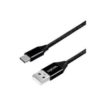 LogiLink Câble USB 2.0, USB-A - USB-C mâle, 1,0 m, noir