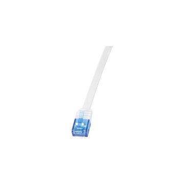 LogiLink Câble patch plat U/UTP, Cat. 5e, 1 m, blanc