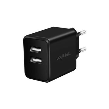 LogiLink Chargeur secteur USB, 2x USB, 12 watts, noir