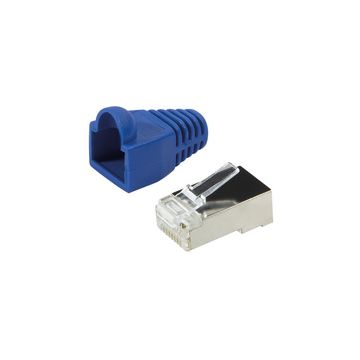 LogiLink Connecteur mâle RJ45, Cat.5e, bleu, avec manchon de