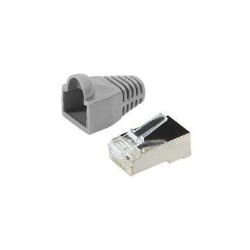 LogiLink Connecteur mâle RJ45, Cat.5e, gris, avec manchon de