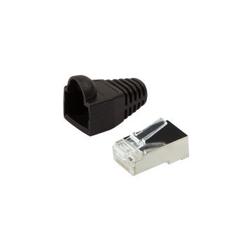 LogiLink Connecteur mâle RJ45, Cat.5e, noir, avec manchon de