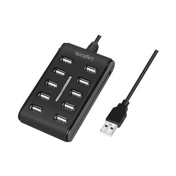 LogiLink Hub USB 2.0, 10 ports, avec interrupteur, noir