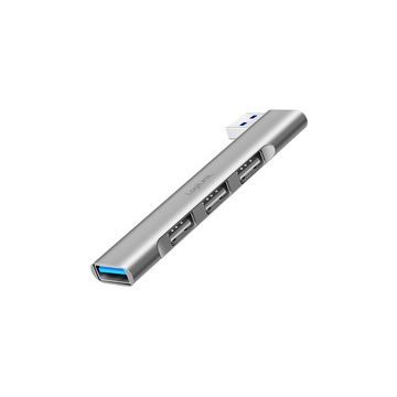 LogiLink Hub USB 3.0 Ultraslim, 4 ports, boîtier aluminium