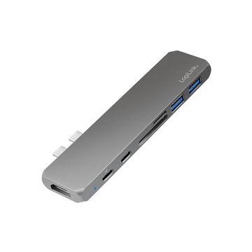 LogiLink Hub multifonction USB-C 7-en-1 avec PD, gris