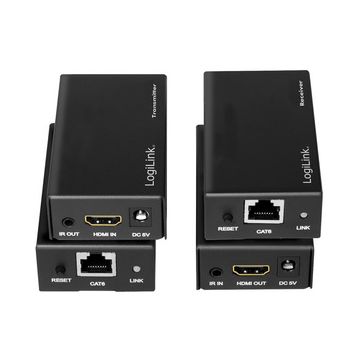 LogiLink Kit d'extension HDMI via LAN, POC/IR, 60 m, noir