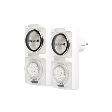 LogiLink Mechanische Zeitschaltuhr, 2er Set, IP44, weiß