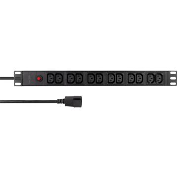 LogiLink Multiprise 19", 12 prises, noir