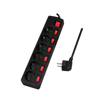 LogiLink Multiprise Euro, 6 prises, interrupteurs général