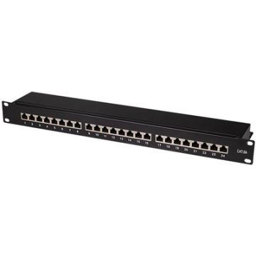 LogiLink Panneau de brassage 19" Cat.6A, 24 ports, noir, 1U LogiLink Panneau de brassage 19" Cat.6A, 24 ports, noir, 1U