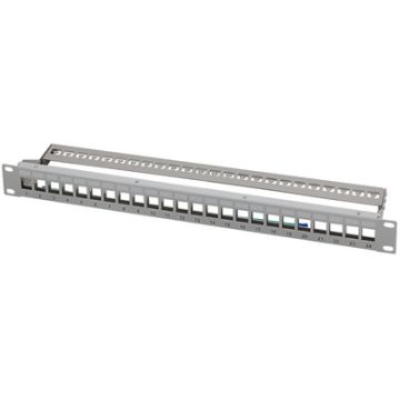 LogiLink Panneau de brassage 19" Keystone, 24 ports, gris