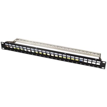 LogiLink Panneau de brassage 19" Keystone, 24 ports, noir