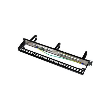 LogiLink Panneau de brassage Keystone 19", 16 ports, blindé