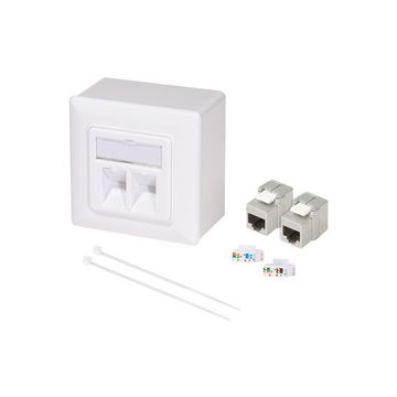 LogiLink Prise RJ45 cat.6, 2x RJ45, blindé, blanc