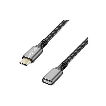 LogiLink Rallonge USB 3.2 Gen2, boîtier alu, 1 m, noir/gris