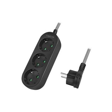 LogiLink Steckdosenleiste, 3-fach, Textilkabel, schwarz