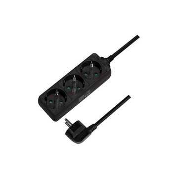 LogiLink Steckdosenleiste, 3-fach, ohne Schalter, schwarz