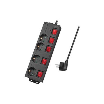 LogiLink Steckdosenleiste, 4-fach mit 5 Schaltern, schwarz