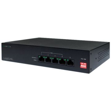 LogiLink Switch de bureau Fast Ethernet PoE, 5 ports