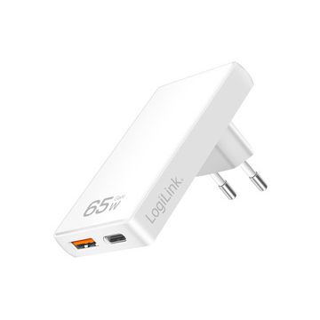 LogiLink USB-Steckdosenadapter, USB-A & USB-C, 65 Watt, weiß