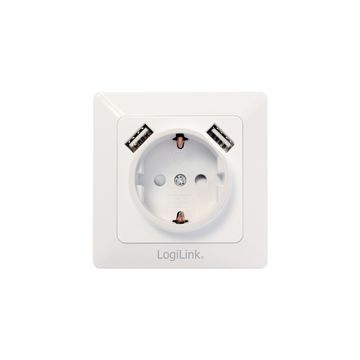 LogiLink Unterputz-Steckdose, 2x USB-A Kupplung, weiß