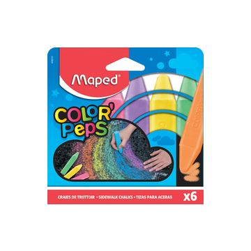 Maped Craie de trottoir COLOR'PEPS, étui de 6 en carton Maped Craie de trottoir COLOR'PEPS, étui de 6 en carton