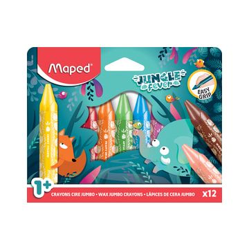 Maped Crayon cire JUNGLE fever JUMBO, étui en carton de 12