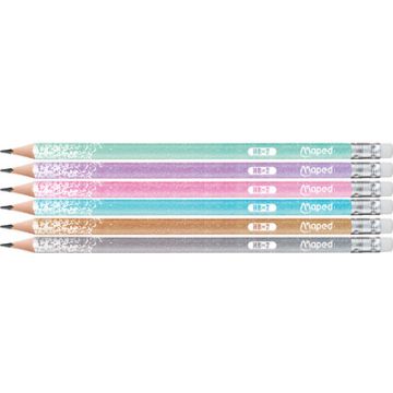 Maped Crayon graphite bois HB GLITTER, avec gomme