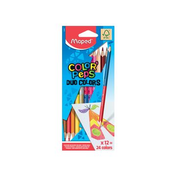 Maped Crayons bicolores COLOR'PEPS DUO, triangulaire, étui Maped Crayons bicolores COLOR'PEPS DUO, triangulaire, étui