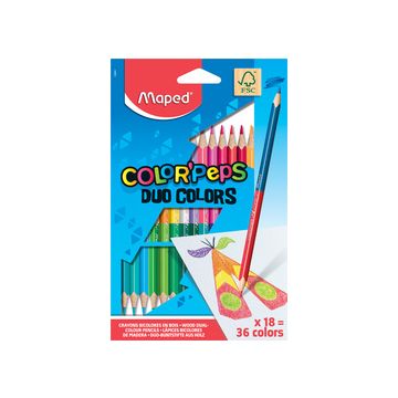 Maped Crayons bicolores COLOR'PEPS DUO, triangulaire, étui Maped Crayons bicolores COLOR'PEPS DUO, triangulaire, étui