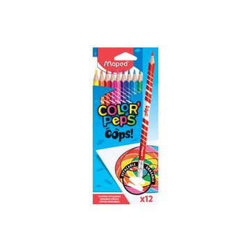 Maped Crayons de couleur COLOR'PEPS, effaçable, étui de 12 Maped Crayons de couleur COLOR'PEPS, effaçable, étui de 12