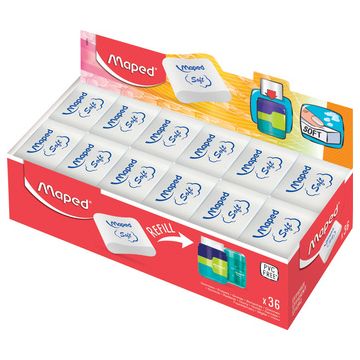 Maped Gomme en plastique Essentials Soft, présentoir de 36 x36