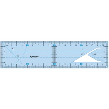 Maped Outil de traçage règle équerre 2en1, bleu transparent