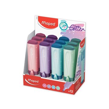 Maped Surligneur FLUO'PEPS Glitter PASTEL, présentoir de 12 x12 Maped Surligneur FLUO'PEPS Glitter PASTEL, présentoir de 12 x12