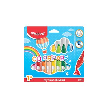 Maped my first Feutre COLOR'PEPS JUMBO, étui carton de 12 Maped my first Feutre COLOR'PEPS JUMBO, étui carton de 12